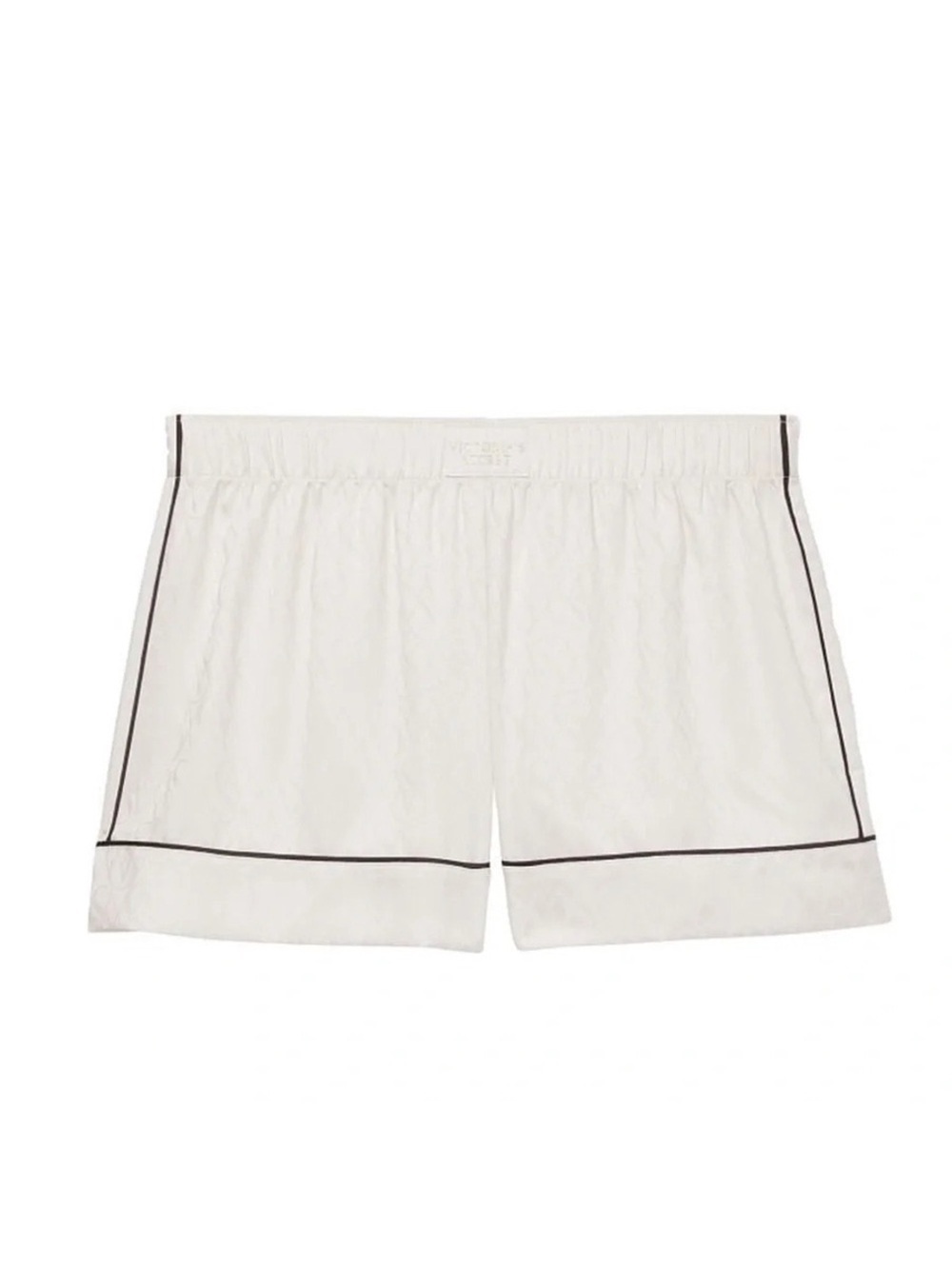 NWT Victoria's Secret White Black Satin Sleep Shorts VS Logo Luxe Lounge LARGE